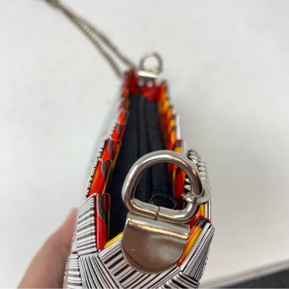 Candy Wrapper Purse with Chain Barcode Red Black White - Picture 7 of 12